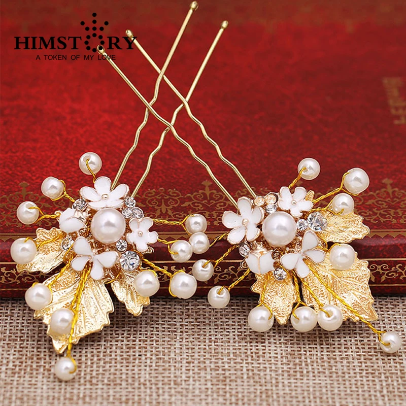 HIMSTORY 6 шт. ручной работы искусственный жемчуг цветок и листья свадебные заколки