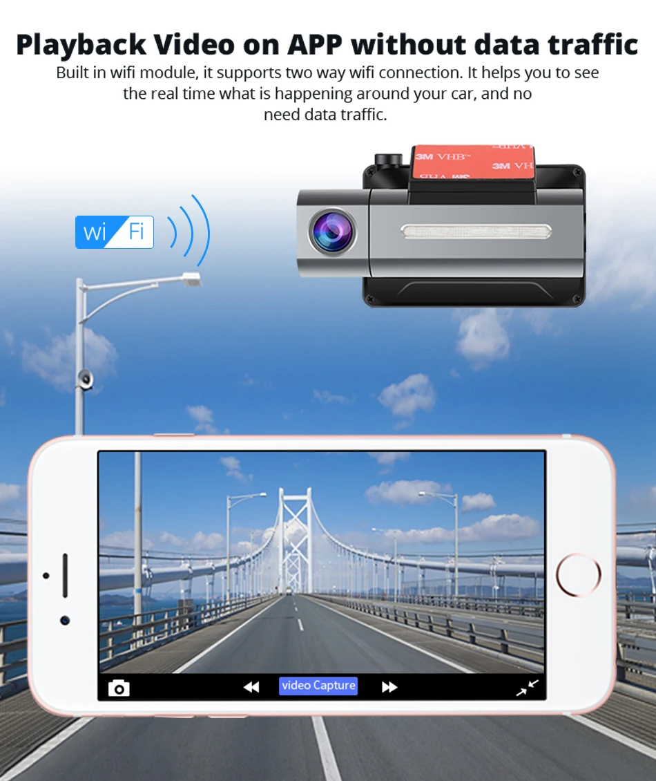 ANSTAR Dash Cam smart Car 3 дюйма 1080P HD видео запись с функцией Wi-Fi камера заднего вида мониторинг парковки Dash камера