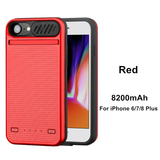 Red For 6 7 8 Plus 5800/8200 мА/ч, Портативный Батарея Зарядное устройство чехол для iPhone 8 Plus/7/6s/6 резервного копирования Батарея чехол для iPhone 8 Plus/7/6s/6 Plus, Мощность банка - Цвет: Red For 6 7 8 Plus