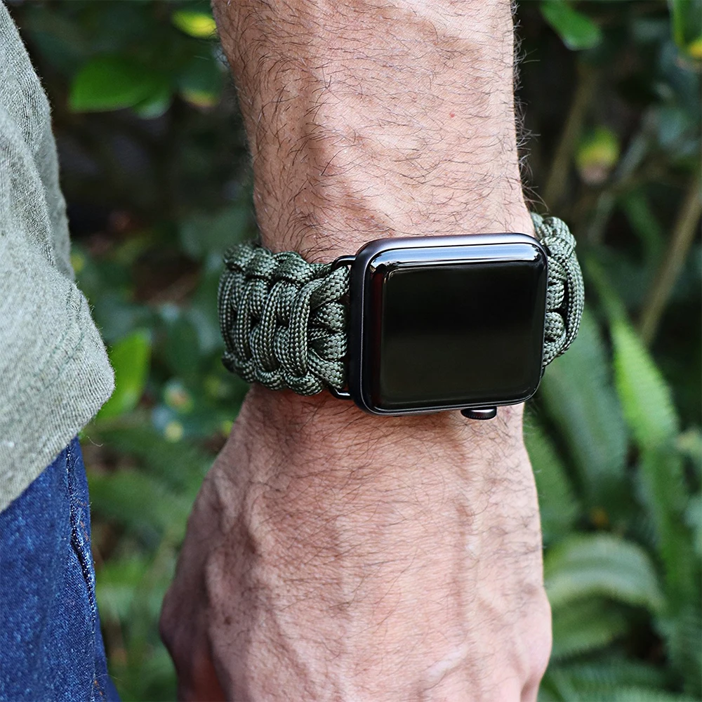 Плетеной верёвкой нейлоновый ремешок для наручных часов Apple Watch 42 мм 38 Версия 44 40