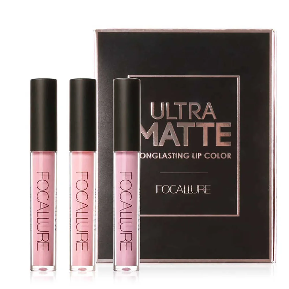 3 шт. водонепроницаемый стойкий Ультра матовый блеск для губ красота макияж набор