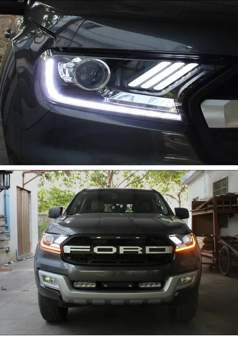 D-YL автомобильный Стайлинг для Ford фара дальнего света- Ford Everest светодиодный головной фонарь Hid вариант Angel Eye биксеноновые фары аксессуары