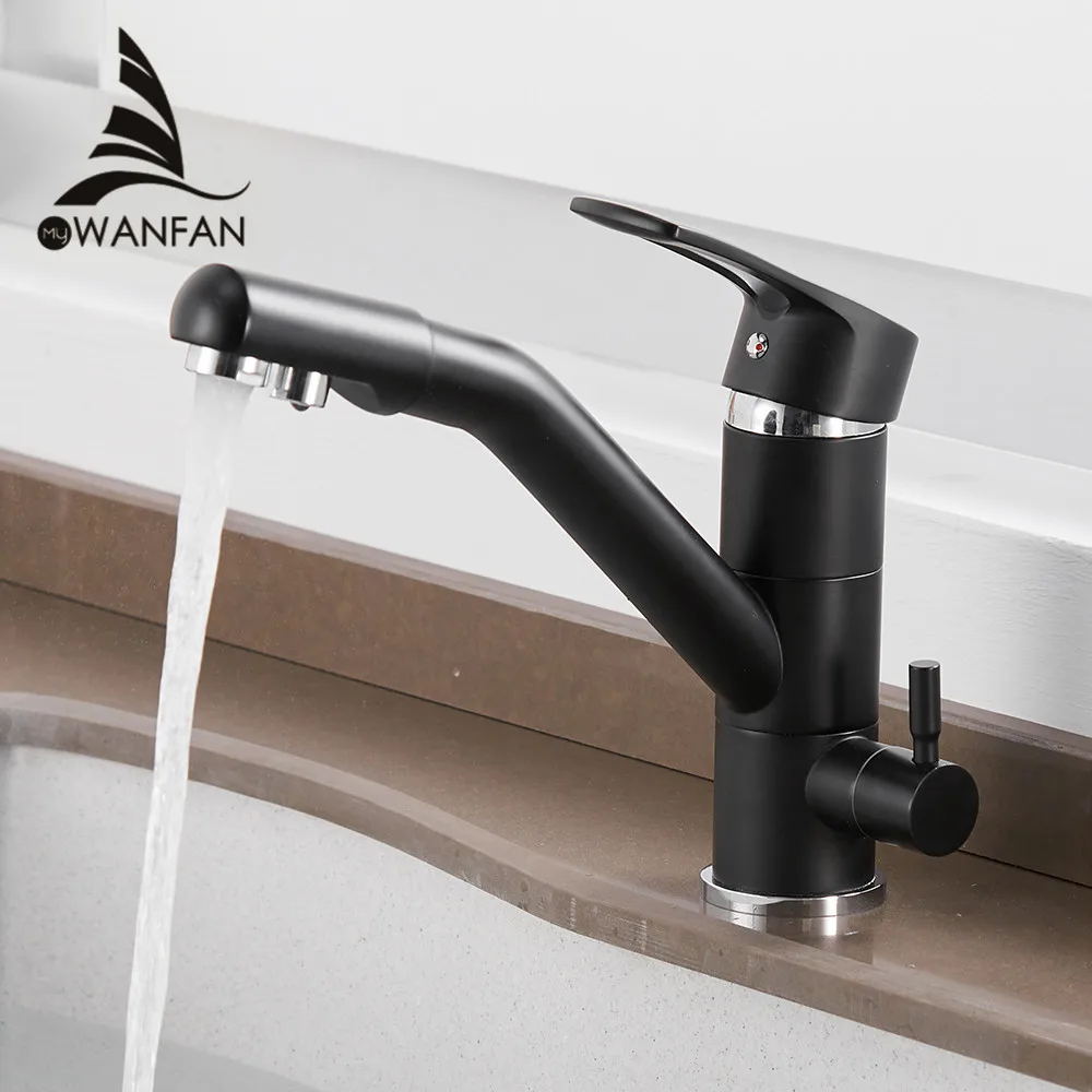 

Kitchen Purify Faucets BlackTap 360 Degree Rotation with Water Purification Features Double Handle Mixer Crane WF-0182