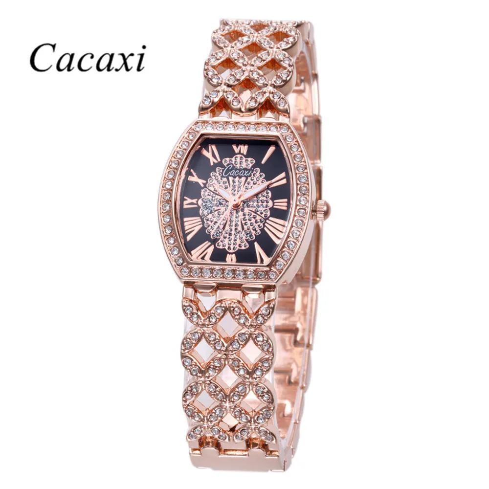 rose gold Cacaxi часы женские новые роскошные брендовые кварцевые часы модные женские пустотелые наручные часы золотой браслет Relogio Feminino A131 - Цвет: rose gold