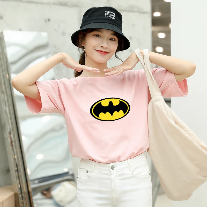 Летние новые женские повседневные футболки с коротким рукавом из хлопка Harajuku Kawaii Batman с принтом из мультфильма Топы уличная футболки tumblr рубашка Femme