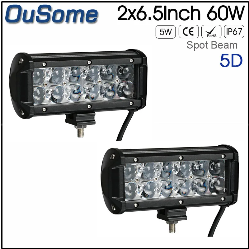 2pcs 60W Spot beam " 30 Вт 6,5" 60 Вт 1" 120 Вт 20" 210 Вт двухрядные внедорожные 4x4 автомобильные 5D светодиодные панели 12 в 24 В водонепроницаемые CE RoHS - Цвет: 2pcs 60W Spot beam