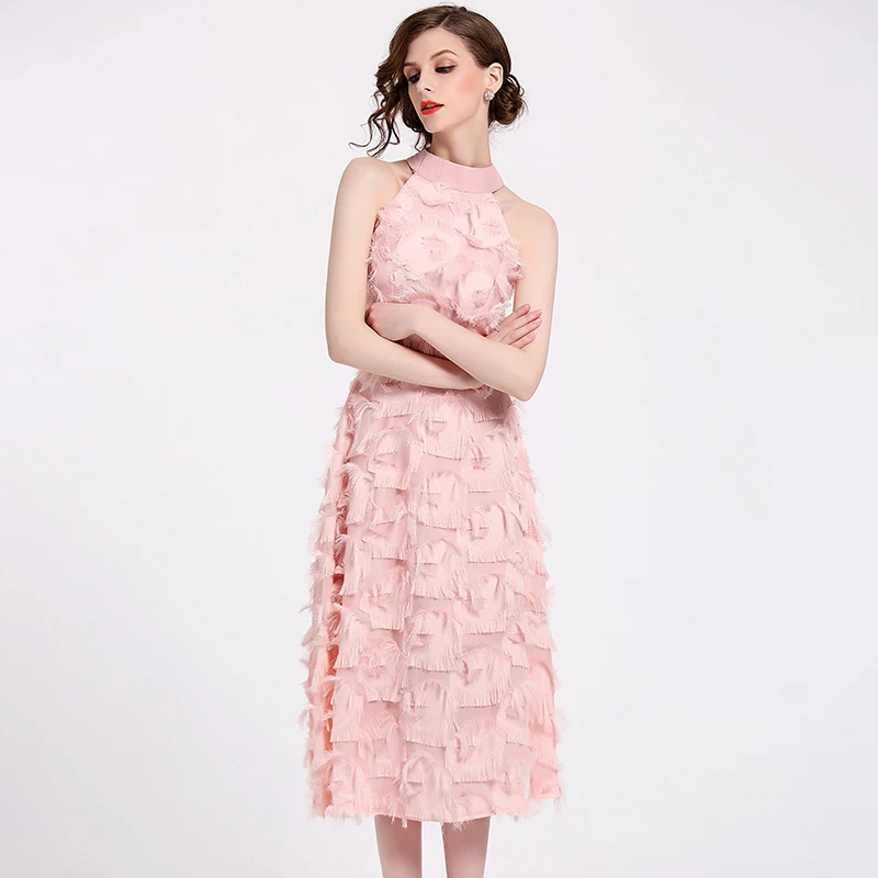 Высокое качество новая мода 2019 летнее платье Полосатое на бретельках пояс