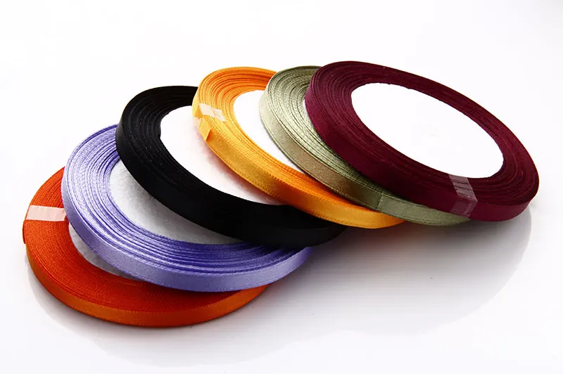 3 шт./лот 6 мм красивая шелковая атласная лента 52 Цвета односторонние ленты для