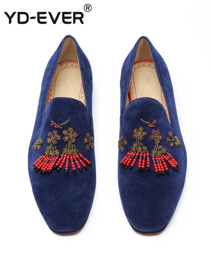 Мужские повседневные лоферы из натуральной замши темно синего цвета мужские