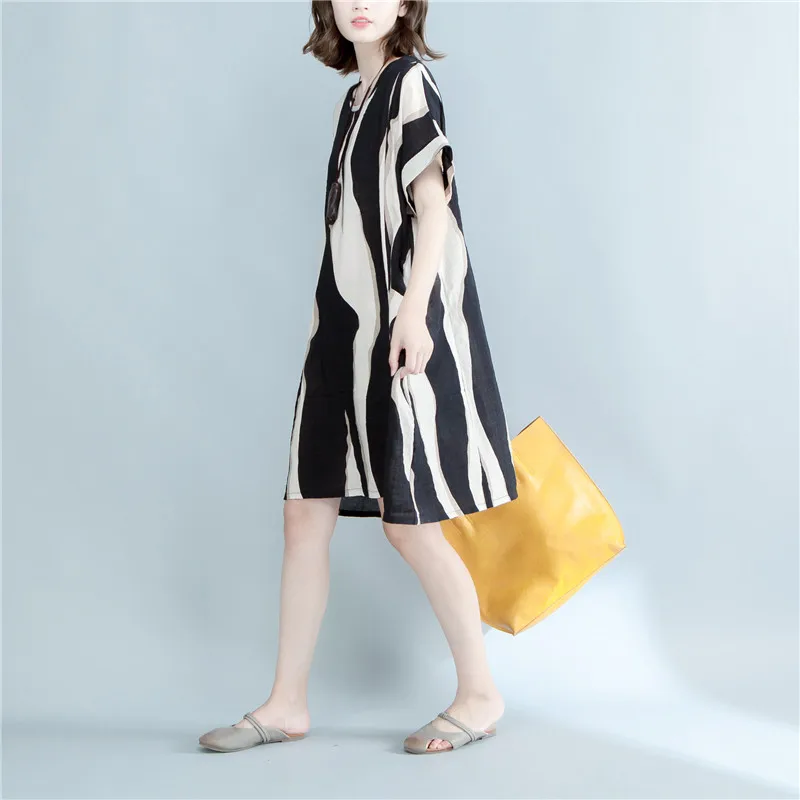 Новинка 2018 женское летнее платье повседневное свободное хлопковое льняное