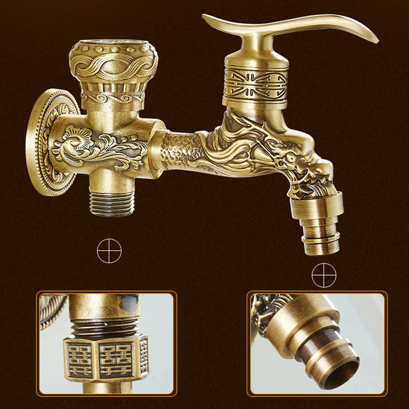 Uythner Antique Brass Dragon Style Wall Mounted Bathroom Bidet Faucet W/ Tap Mixer | Обустройство дома