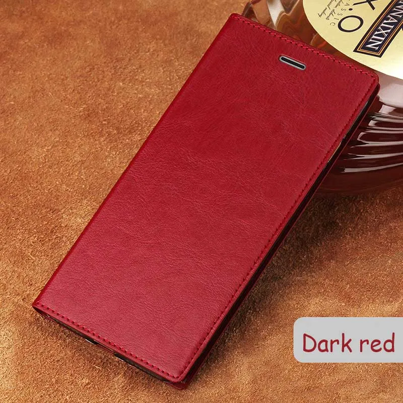 Dark red Роскошный флип-чехол для телефона huawei P8 P9 P10 P20 mate 9 10 Lite чехол с масляным воском на присоске для Honor 7X8 9 lite P Smart Cover - Цвет: Dark red