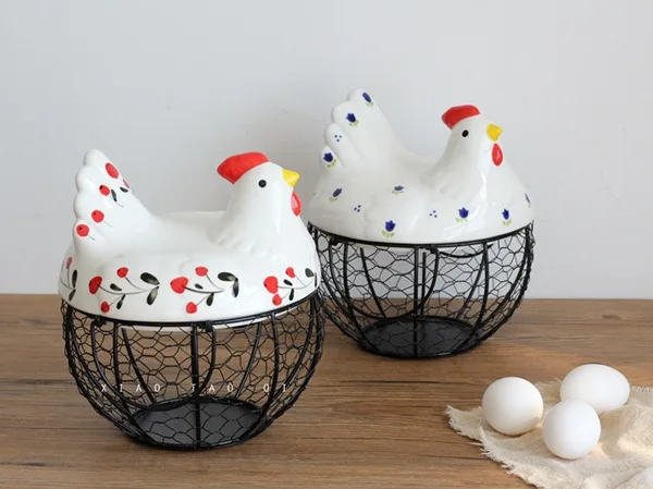 Керамическая железная кухонная корзина для курицы яиц чеснока имбиря и железное