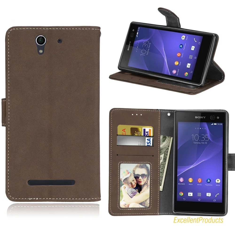 Высокое качество чехол для телефона sony Xperia C3 Крышка в ретро стиле с эффектом