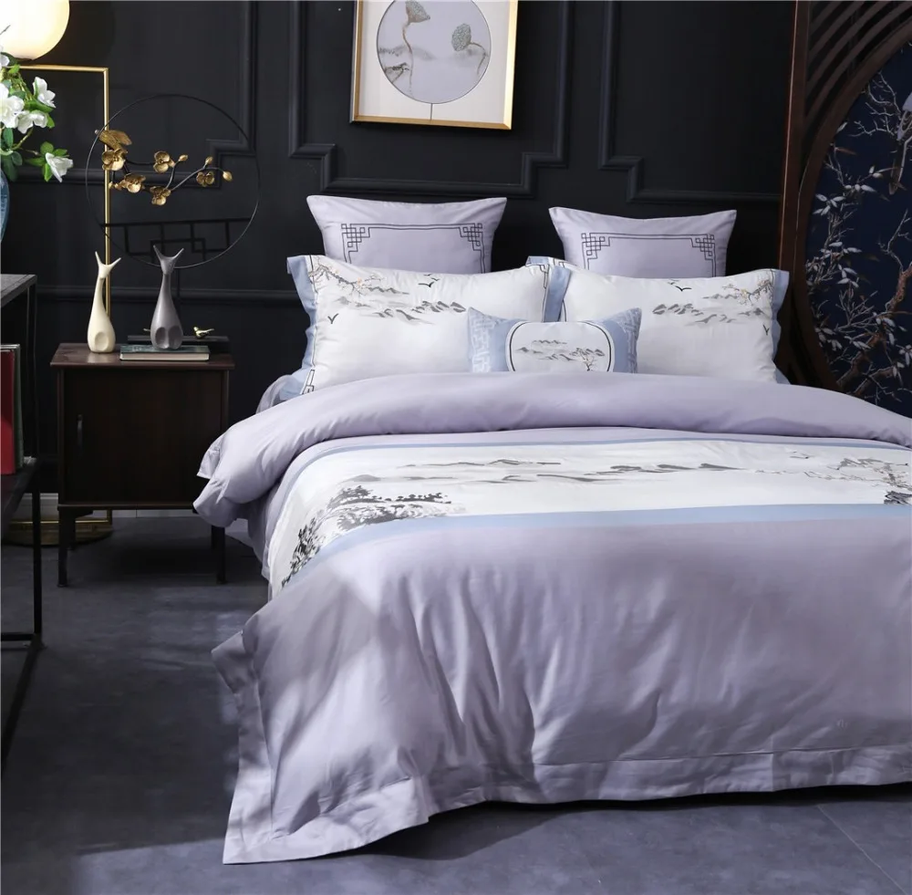 4 шт./6 шт. Комплект постельного белья из египетского хлопка с вышивкой|Комплекты