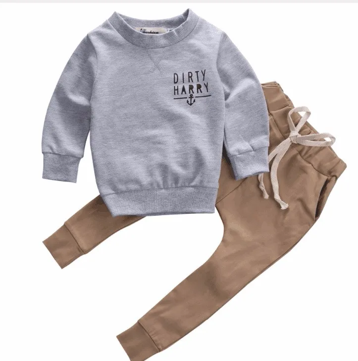 2021 Kids boys sweater clothes sets 2PCS  Spring baby cotton sweater and pants trend baby 2pcs Casual Outfits Coat+Pants