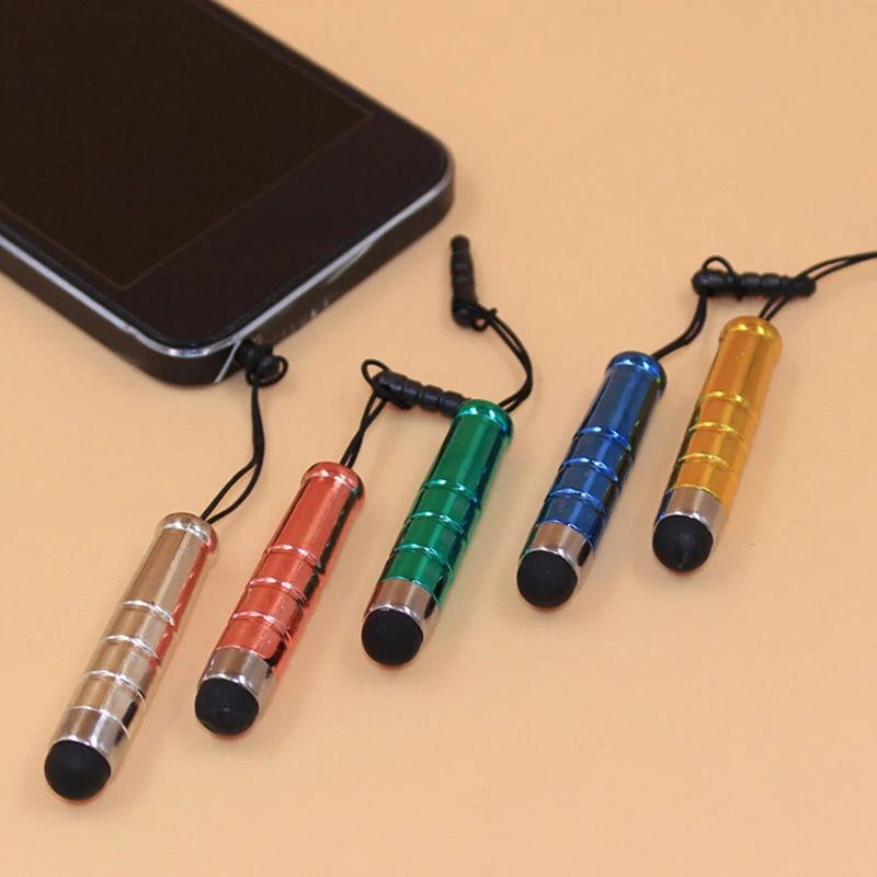 100 шт./лот стилус с ремешком для емкостного сенсорного экрана ручка мобильных