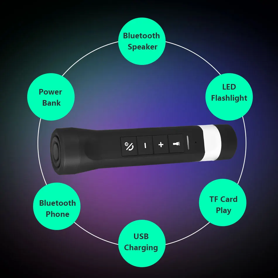 USB Перезаряжаемый фонарик Внешний аккумулятор беспроводной динамик музыкальный