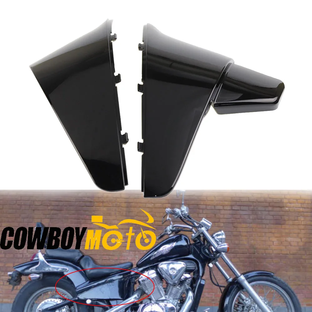 Черный глянец Аккумуляторы для мотоцикла сбоку Накладка Honda Shadow VT 600 VLX КОНЬ 400 88 98