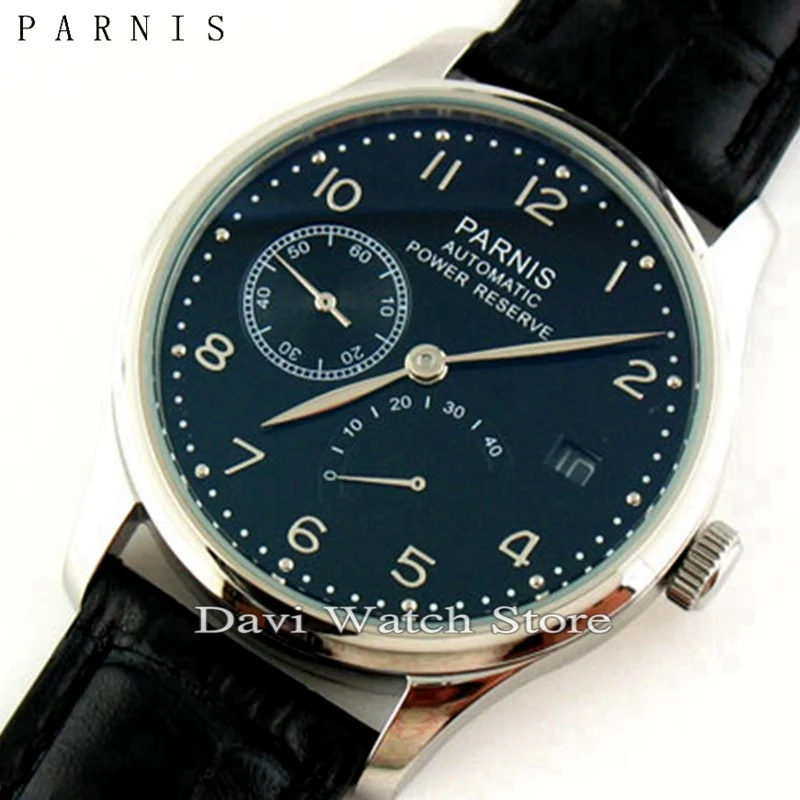 Parnis 43 мм черный циферблат резерв энергии Чайка 2530 Автоматический чехол из