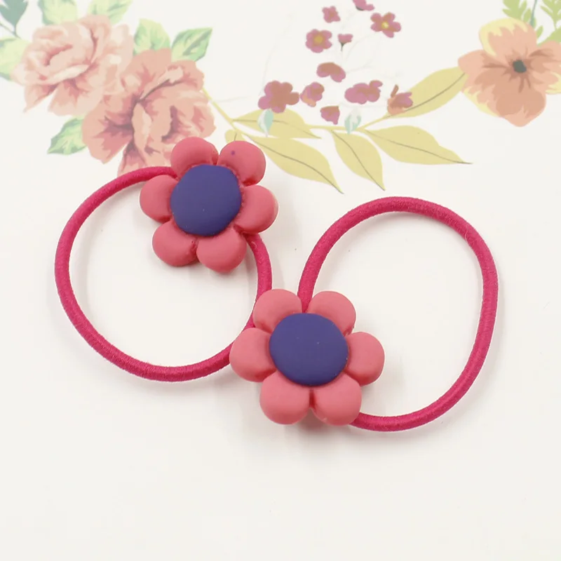 12PCS Red Flower 2 12 шт./лот 3 см Детские резинки для волос аксессуары для волос модные милые резинки для волос Веревка для девочек детские головные уборы - Цвет: 12PCS Red Flower 2