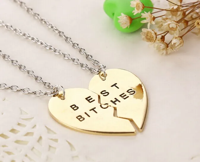 ZRM 20sets/lot Wholesale Fashion Jewelry Broken Heart 3 Parts And 2 Best Bitches Pendant Necklaces | Украшения и аксессуары