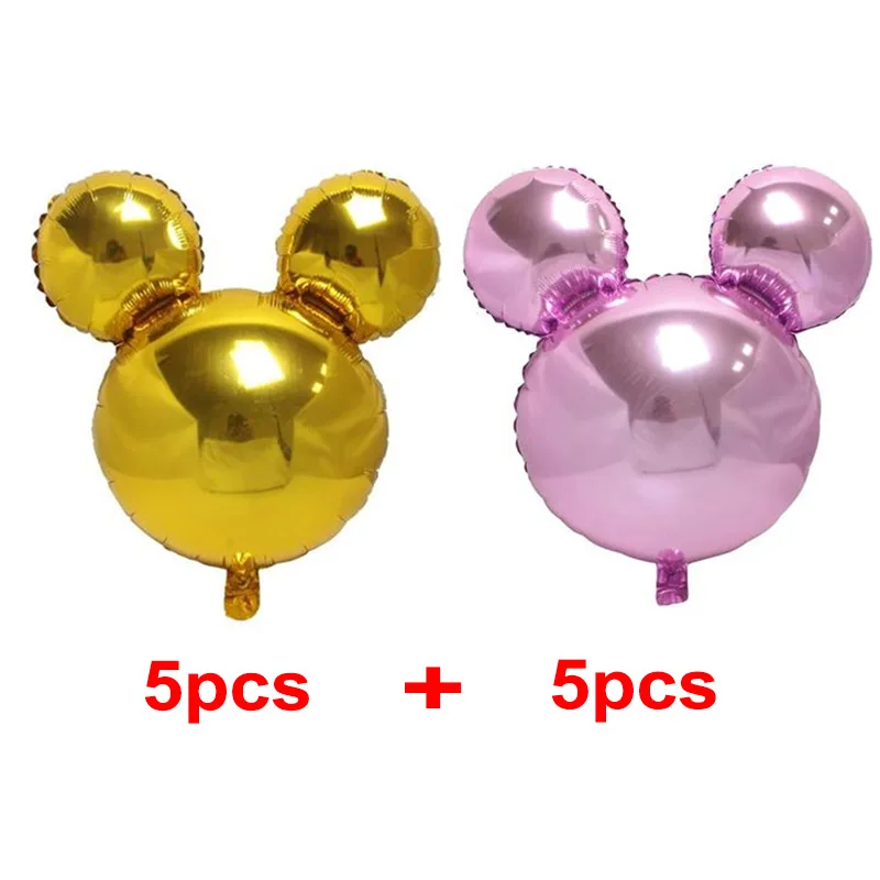 gold pink GIHOO 5 шт. 10 шт. Мини Микки голова Алюминиевая Фольга Воздушный шар с Минни-Маус игрушки мультфильм воздушный шар Дети День рождения украшения - Цвет: gold pink
