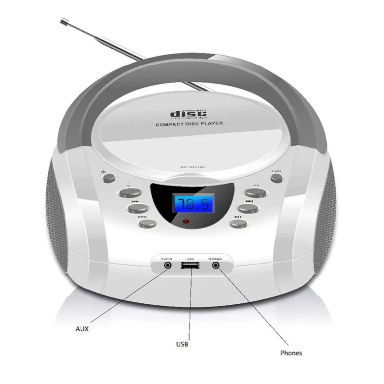 Белый LONPOO Bluetooth CD плеер Бумбокс Портативный USB стерео Бумбокс сабвуфер динамик с fm-радио AUX разъем для наушников бумбокс - Цвет: Белый
