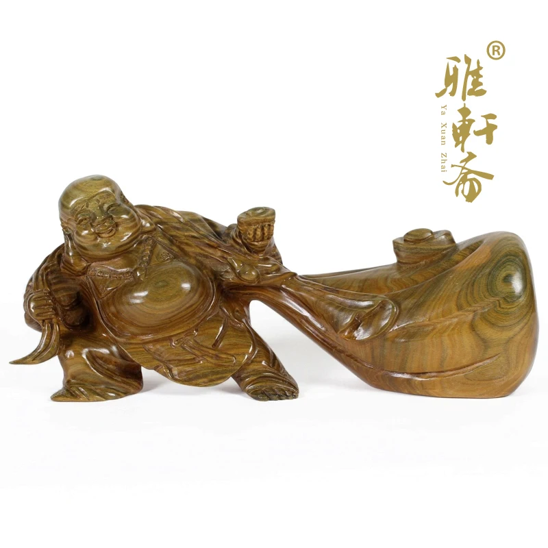 

[] TZ Zhai mahogany crafts wood carving decoration new green Maitreya gold Buddha Buddha Zhao Ruyi
