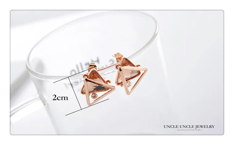 925 серьги иглы белый треугольник золотого цвета Дизайн Синий Шампанское Кристалл