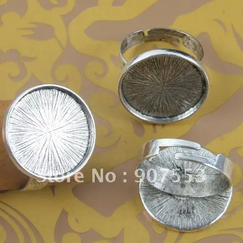 

10pcs antiqued silver round cabochon ring base charm G1701