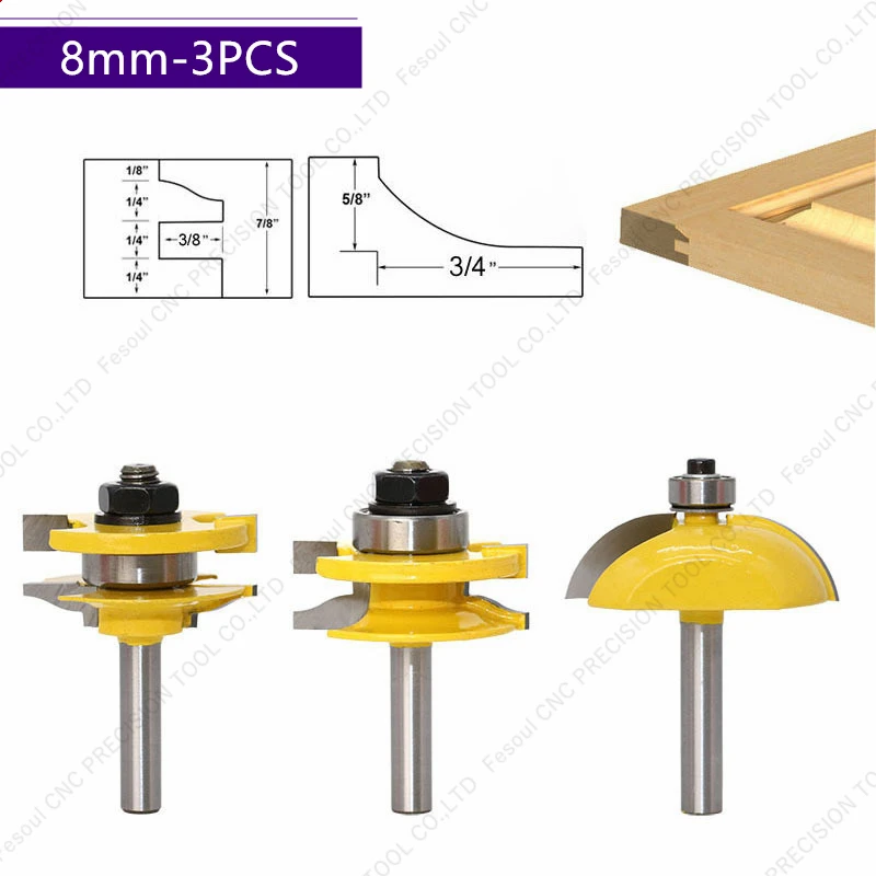 8 мм shank-3PCS ЧПУ твердосплавный фрезерный станок деревообрабатывающий