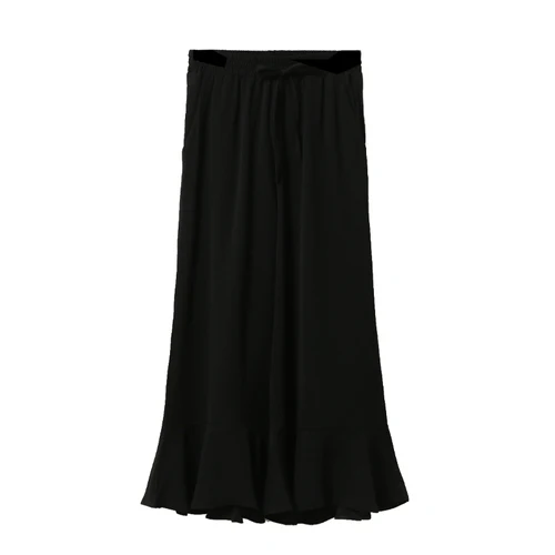 Лето 2018 Широкие штаны Для женщин корейский эластичный пояс оборками