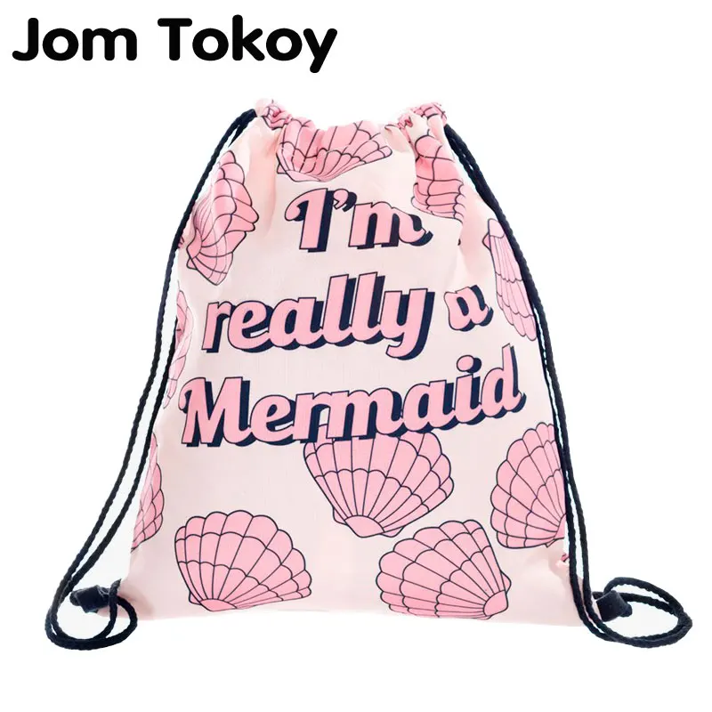 Женский рюкзак с 3D принтом Русалочка модный дорожный мягкой спинкой на шнурке