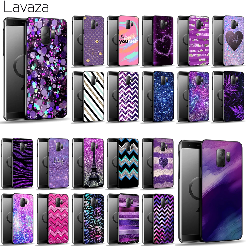 Мягкий чехол из ТПУ Lavaza Love фиолетового цвета с блестками для Samsung Galaxy S8 S9 S10 Plus S10e A6