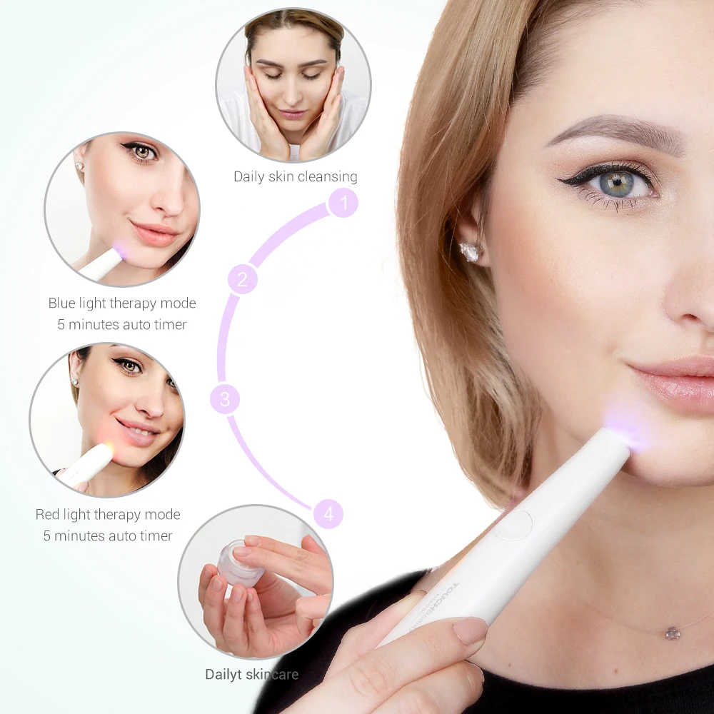 TOUCHBeauty 2-в-1 красного и синего цветов светильник терапии акне ручка мягкая шрам морщинки устройство для очистки TOUCHBeauty TB-1693