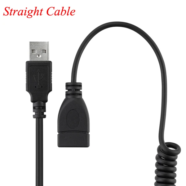 Straight Cable Bochara эластичный спиральный USB 2,0 Удлинительный кабель папа-мама M/F 90 градусов прямой кабель - Цвет: Straight Cable