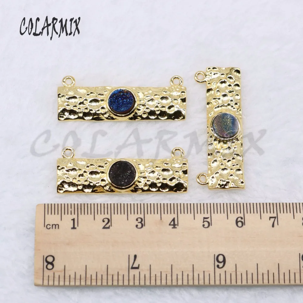 Wholesale rectangle pendant &ampdruzy stone for jewelry making fashion Gold color metal &ampBlue lady 4640 | Украшения и
