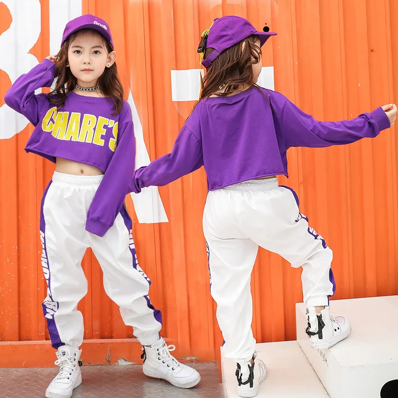 

100-180cm Boys Girls Streetwear Children Jazz Dance Clothes Street Hip Hop Dance Costumes Party ensemble fille