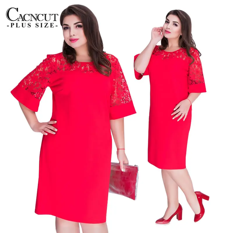 CACNCUT 5XL 6XL 2018 летнее Новое Кружевное элегантное женское платье большого размера