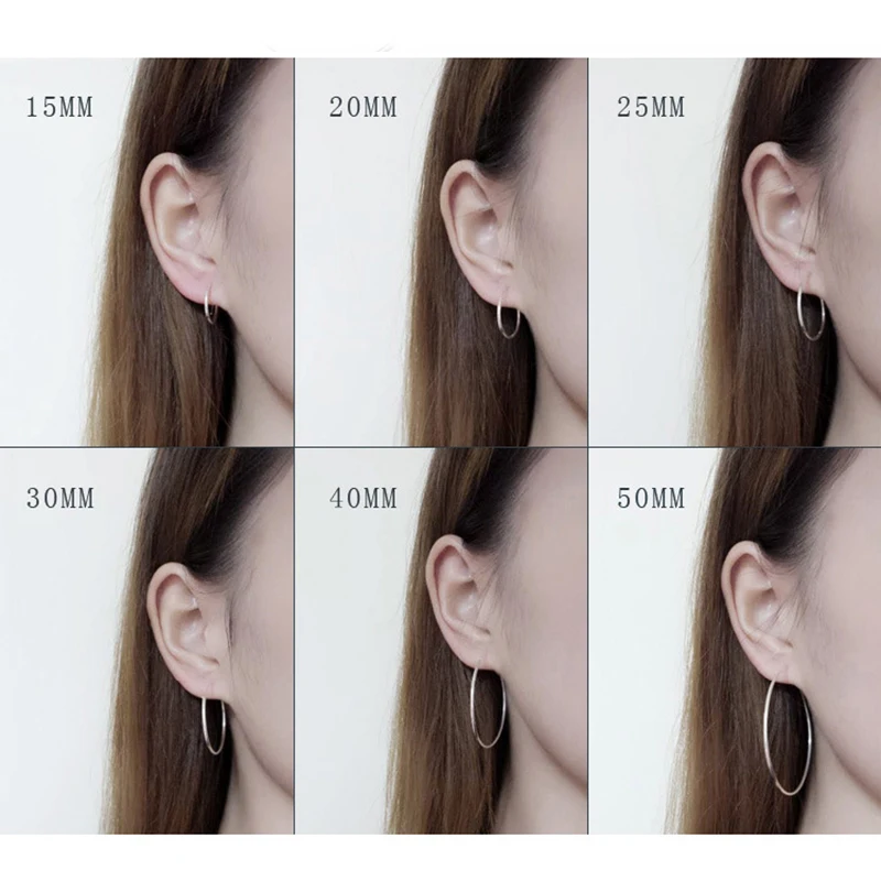 Женские винтажные серьги кольца большие круглые из стерлингового серебра 925