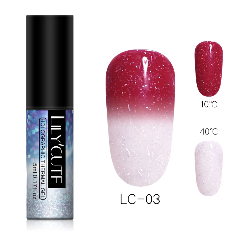 Glitter 2 colors 03 LILYCUTE 5 мл термальный меняющий Цвет УФ-Гель-лак Блеск Мерцающий замачивающийся УФ-гель для дизайна ногтей лак для маникюра нейл-арта - Цвет: Glitter 2 colors 03