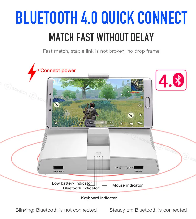 Портативный PUBG мобильный Bluetooth геймпад игровая клавиатура мышь конвертер для iPhone Android телефон к ПК адаптер с держателем телефона