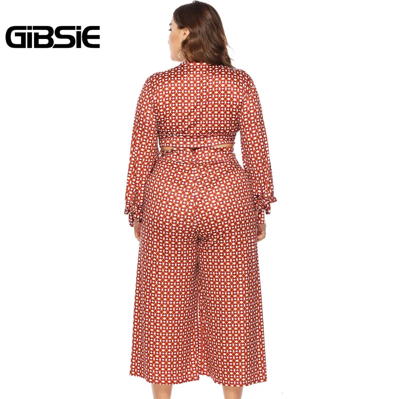 Женский комплект из топа и брюк GIBSIE повседневный двух предметов с v образным