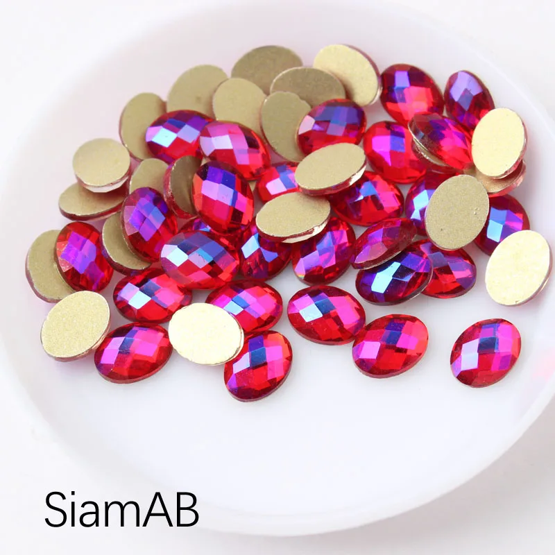 SiamAB Новая 6X8 мм овальные сетчатые Стразы для ногтевого дизайна с плоской задней стороной 30/100 шт для украшения ногтей своими руками - Цвет: SiamAB