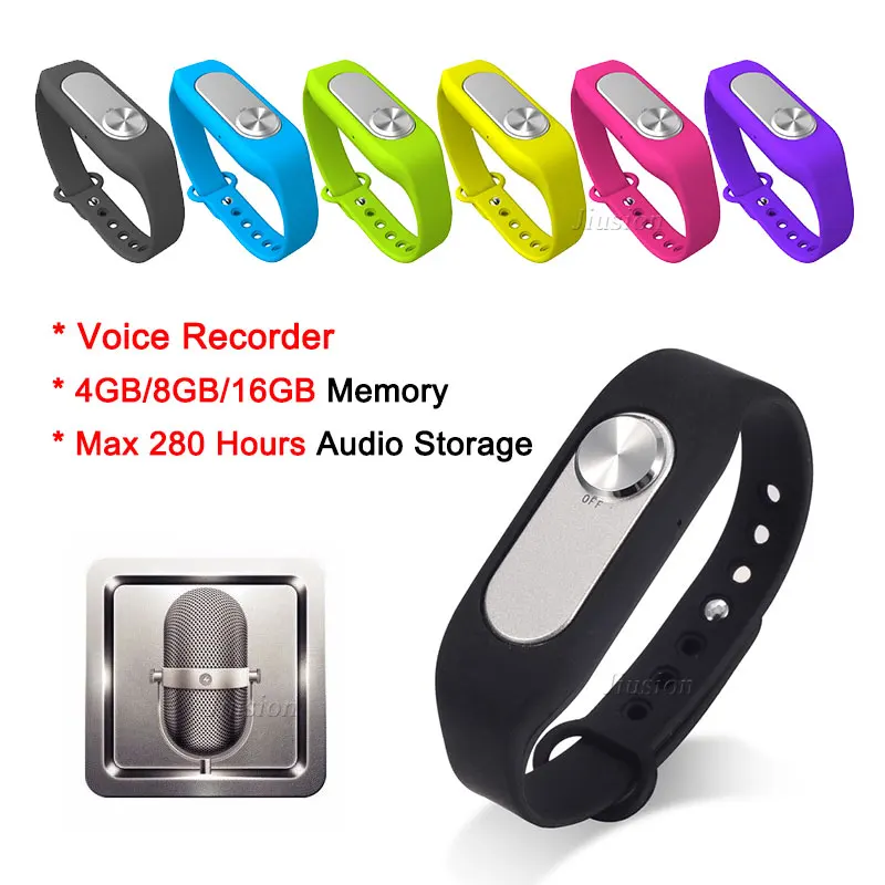

Wearable Digital Voice Recorder 16GB 280 Hours Audio Storage Portable Wristband 4G/8G USB Flash Drive Audio Bracelet Colorful
