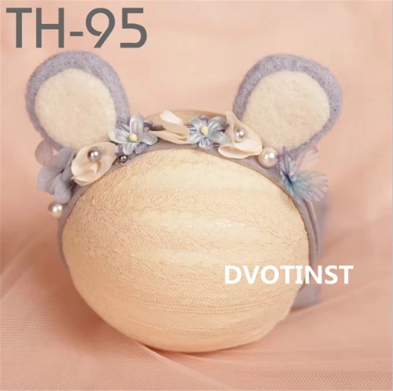 TH95 Dvotinst/реквизит для фотосъемки новорожденных; милый головной убор с ушками единорога; головной убор; фон для фотосъемки в студии - Цвет: TH95