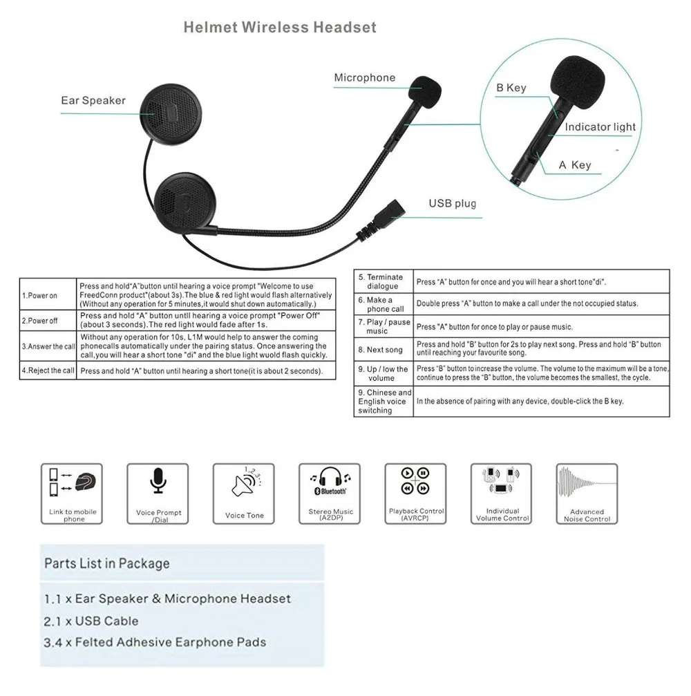 Aileap мотоциклетный шлем Bluetooth гарнитура Беспроводные наушники с микрофоном, кристально чистая звуковая система для верховой езды