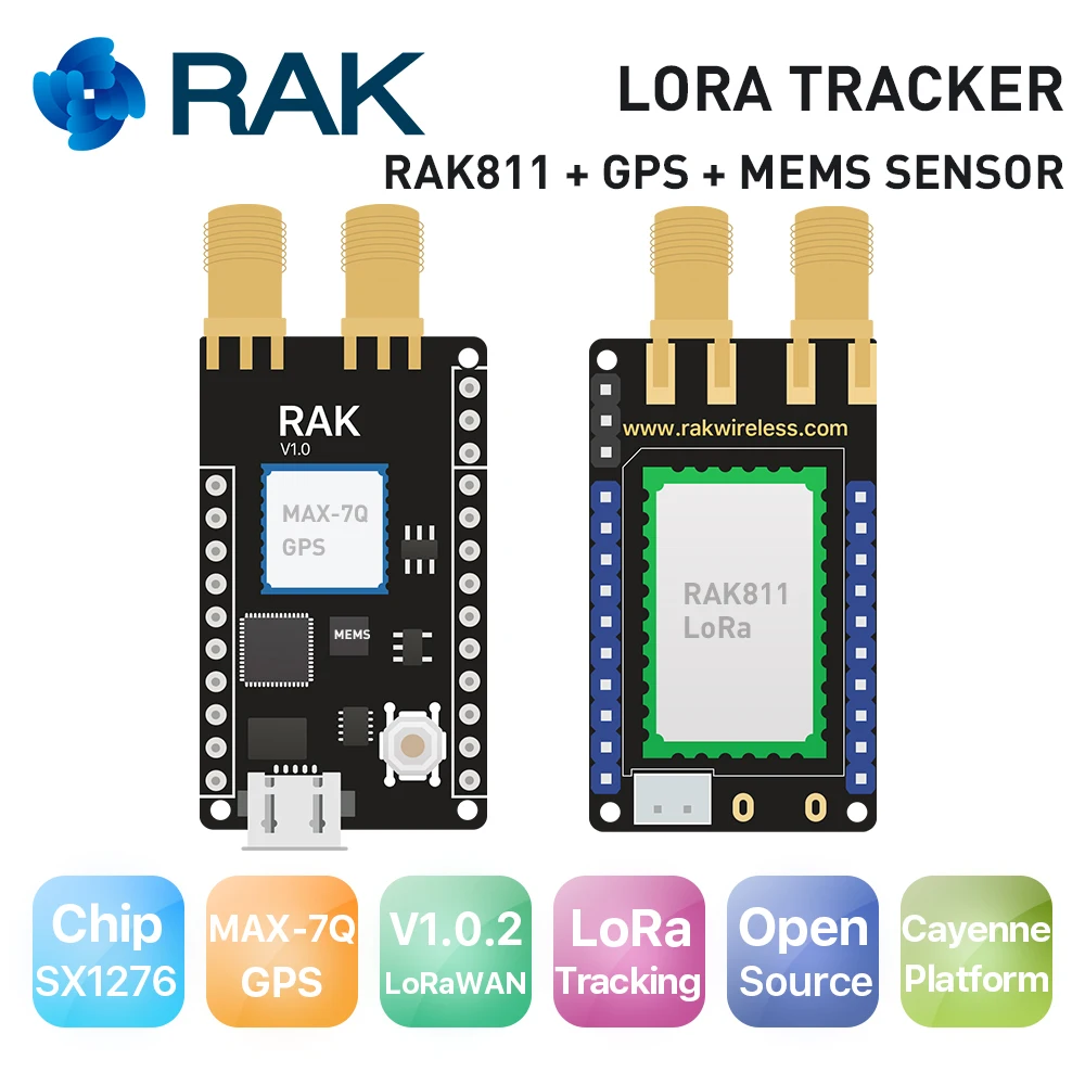 RAK811 LoRa трекер доска MAX 7Q gps Модуль и микроэлектромеханический датчик Беспроводной