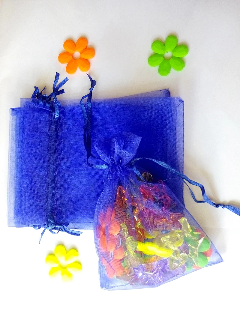 500pcs 20*30cm Royal Blue Organza Gift Bag Jewelry Packaging Display Bags Drawstring Pouch For Bracelets/necklace Mini Yarn Bag